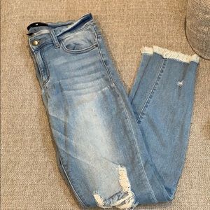 Harper straight leg raw hem jeans
